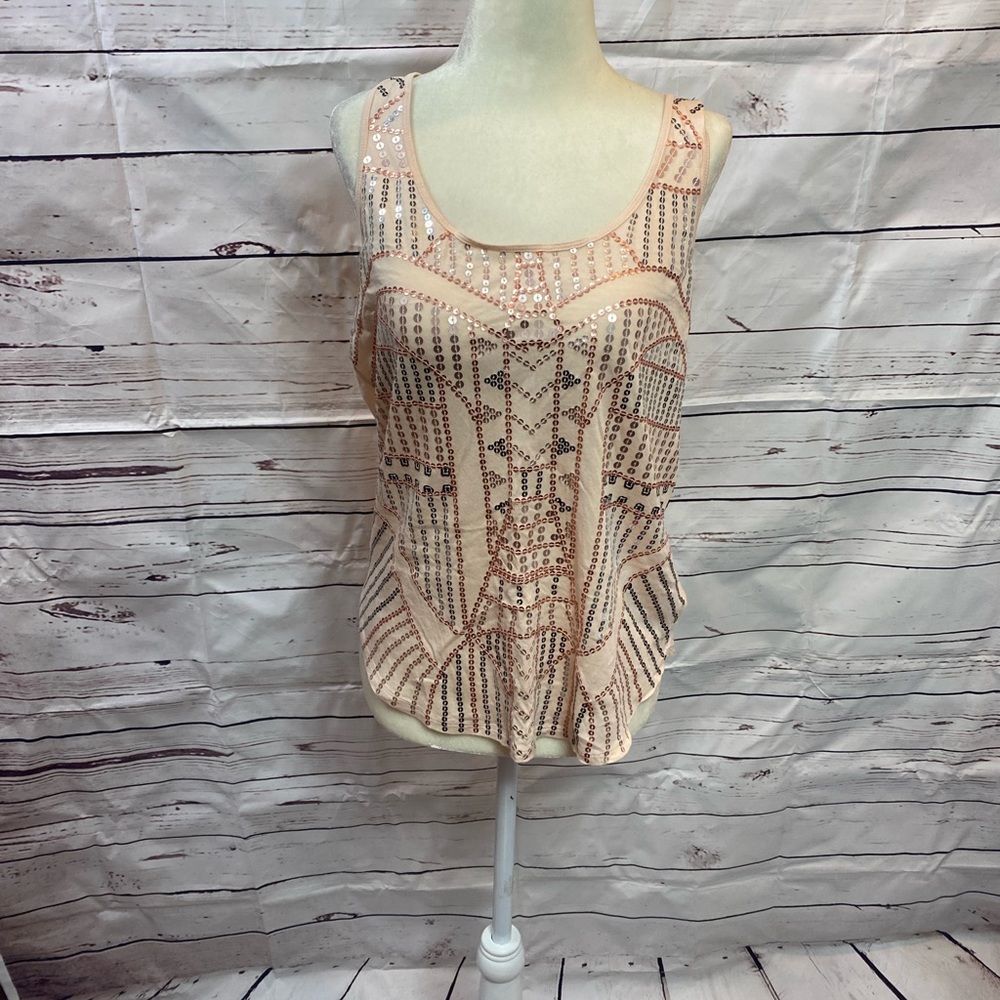 Light Pink Sequined EXPRESS Tank Top